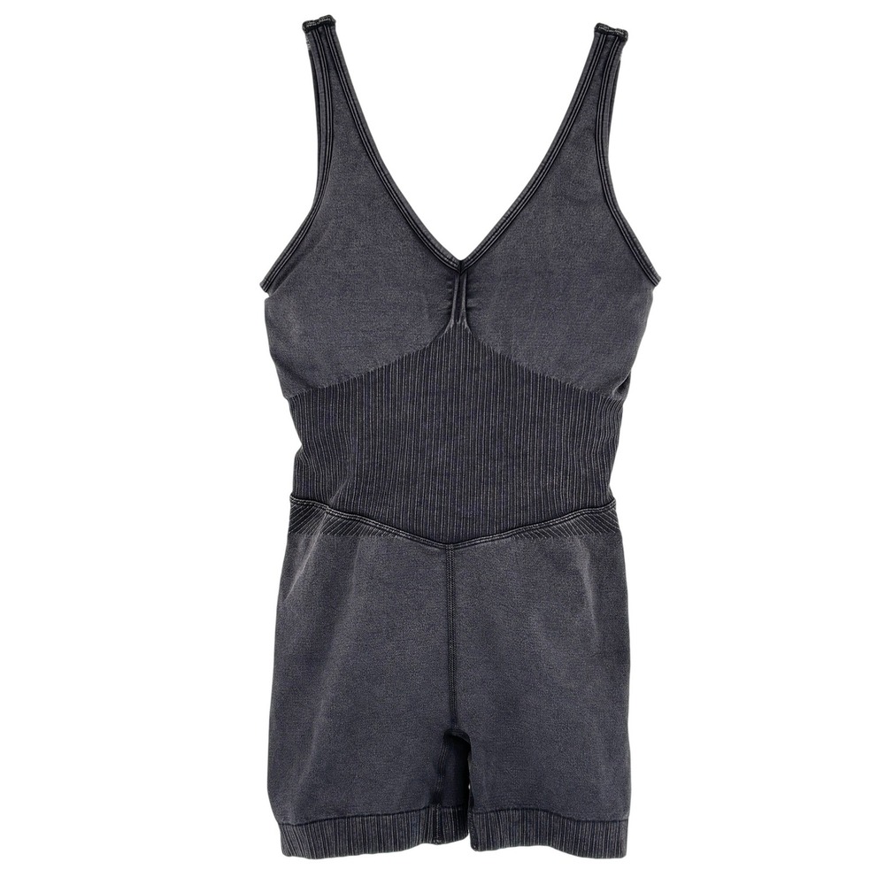 JoyLab Washed Black V Neck Tank Bodysuit Active Stretch Workout Yoga Gym